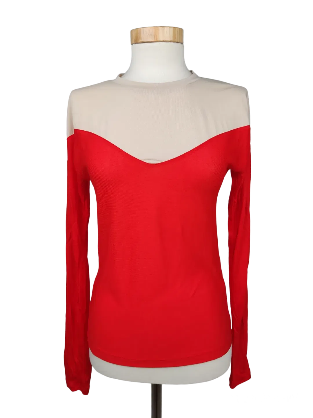 Topshop Boutique Damen Shirt, beige/rot- Gr. S - Bild 4