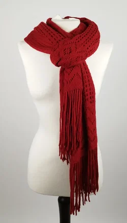 Gehäkelter, roter Schal - ca. 180cm / flauschig - Bild 2
