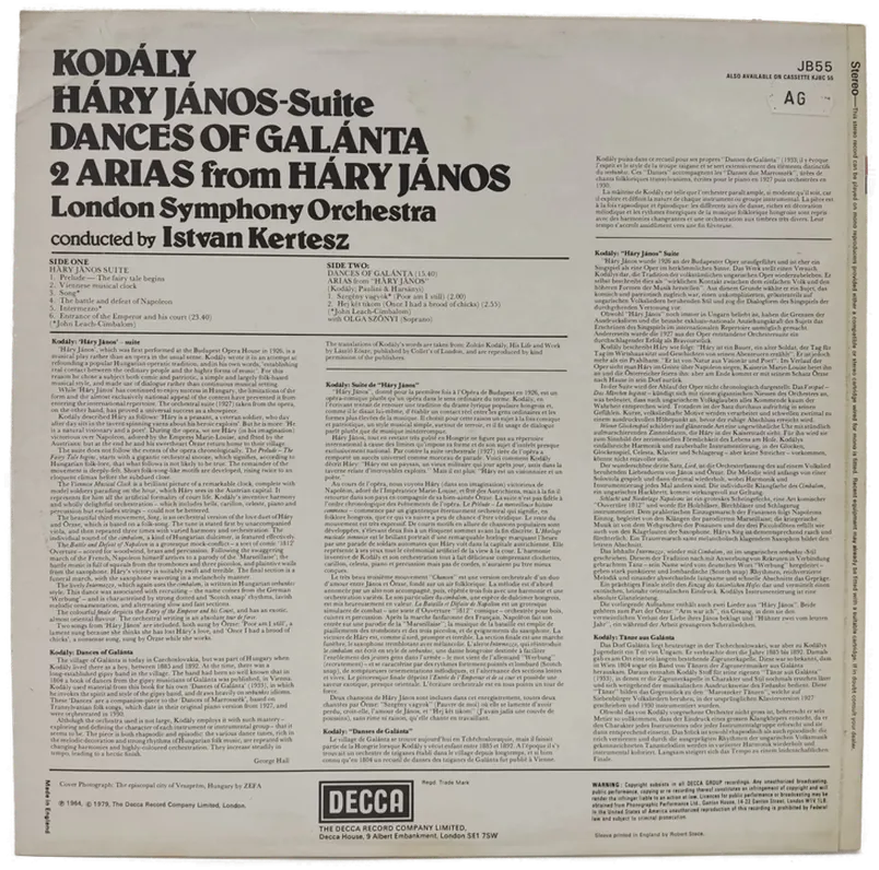 Vinyl LP - Kodaly, Istvan Kertesz - Hary Janos-Suite / Dances of Galanta – Bild 2