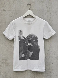 Herren T-Shirt mit Tupac-Aufdruck, weiß - Gr. XS – Vorschau 1