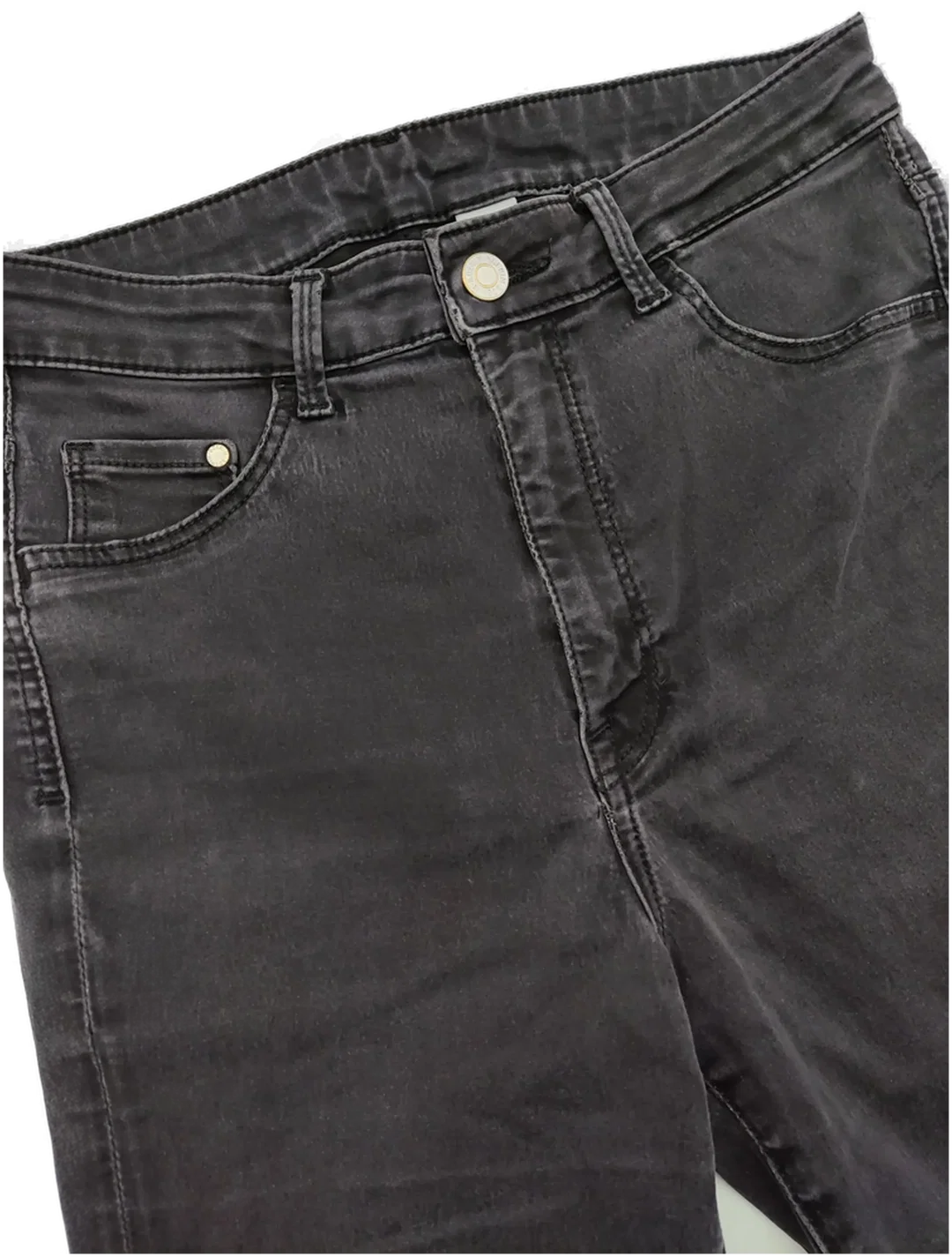 H&M High Waist Damen Jeggings Denim, dunkelgrau - Gr. S / 36 – Bild 3