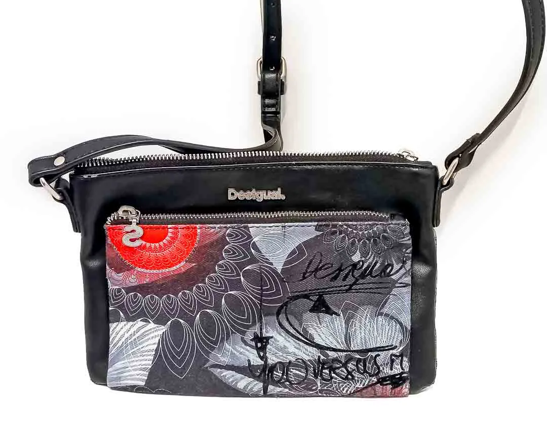 Desigual Umhängetasche Schwarz Rot Muster 24 x 17 cm - Bild 1