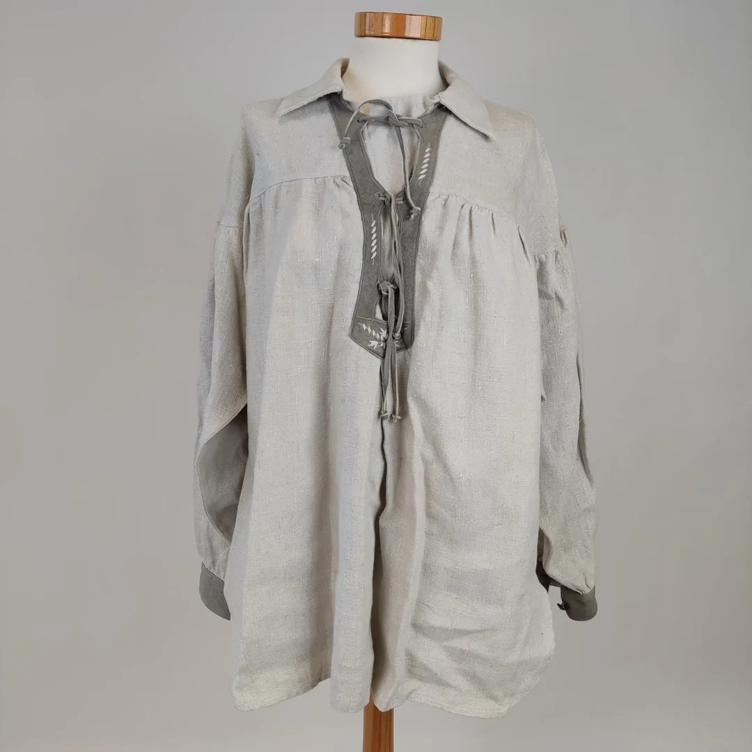 Damentrachtenbluse - Leinen mit hübschen Ledereinsätzen - Gr. 40 - Bild 1