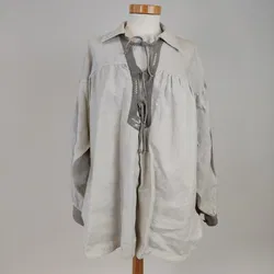 Damentrachtenbluse - Leinen mit hübschen Ledereinsätzen - Gr. 40 - Bild 1