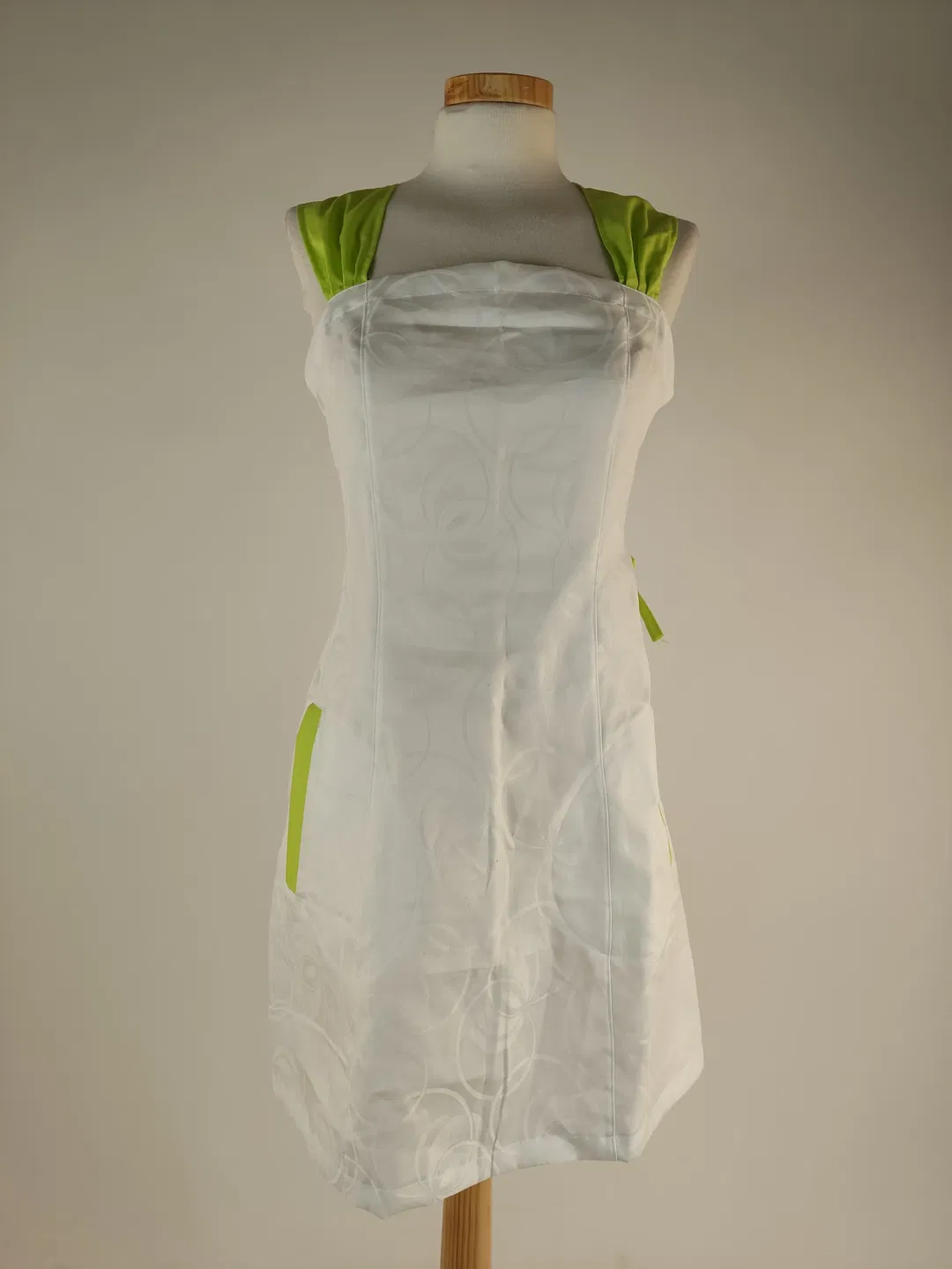 Kochschürze Stoff weiß mit grün Größe: 36-38 - Bild 4