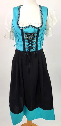 Country Line Damen Dirndl türkis-schwarz  mit naturweißer Bluse - Gr. 36 - Bild 1