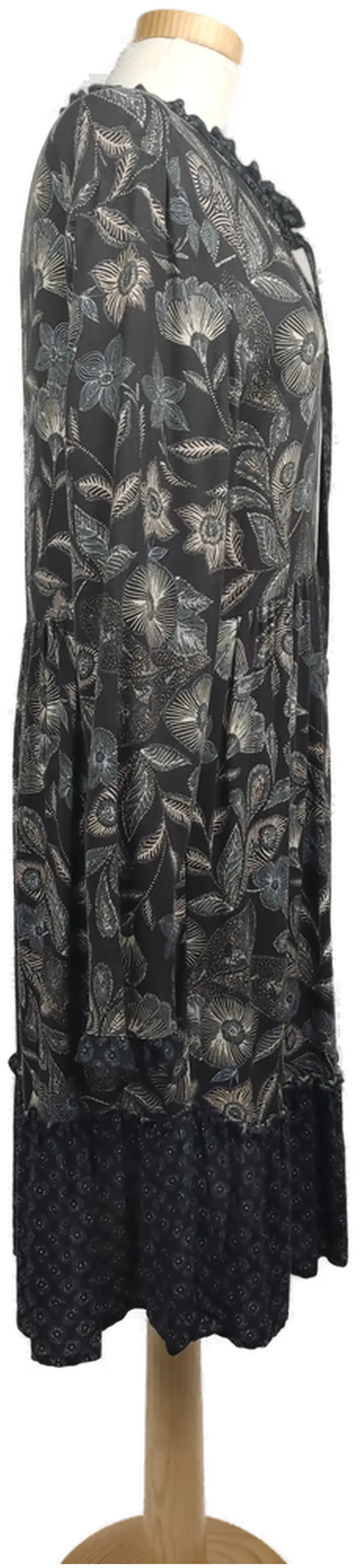 Damenkleid midi geblümt blau-grau - XL/42 – Bild 3