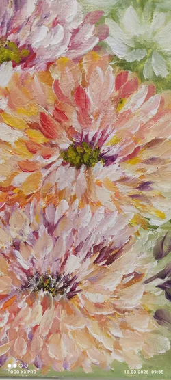 Ölbild Blumen Auf Leinwand 30x30 | Floraler Zeitreisender - Bild 5