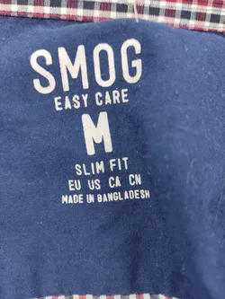 SMOG Herrenhemd rot, schwarz kariert - M (Slim fit) - Bild 4