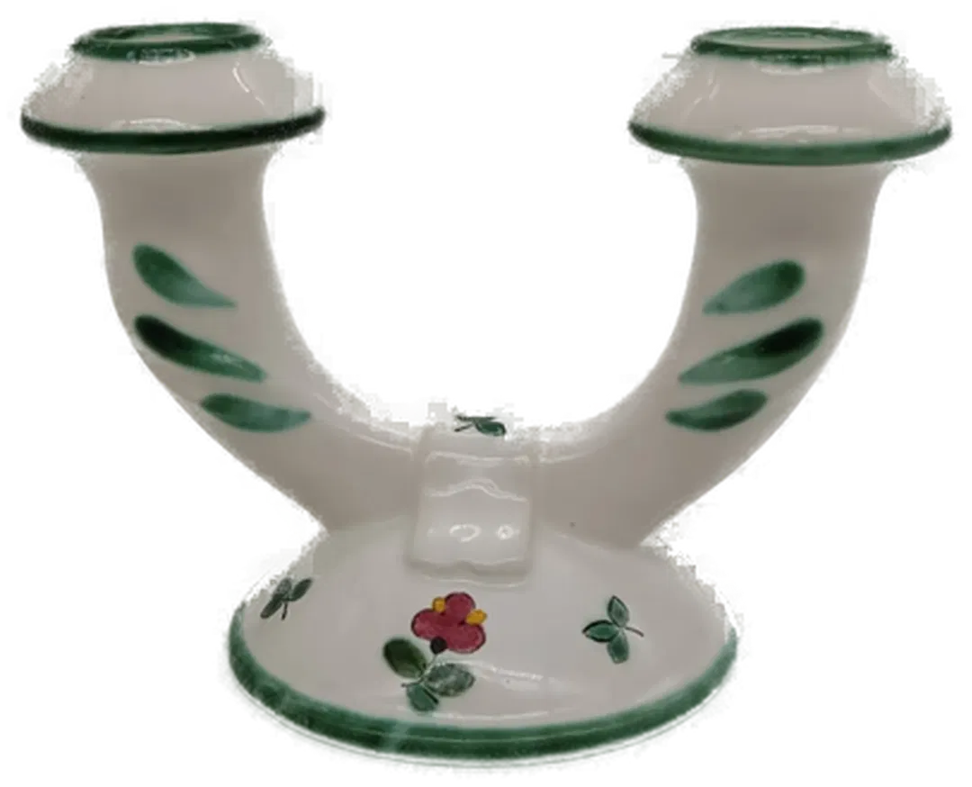 Gmundner Keramik 2 armiger Kerzenhalter, Kollektion Streublumen - Bild 1