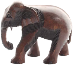 Handgeschnitzter Elefant aus Holz – dunkel – asiatische Deko – ca. 16 cm - Bild 2