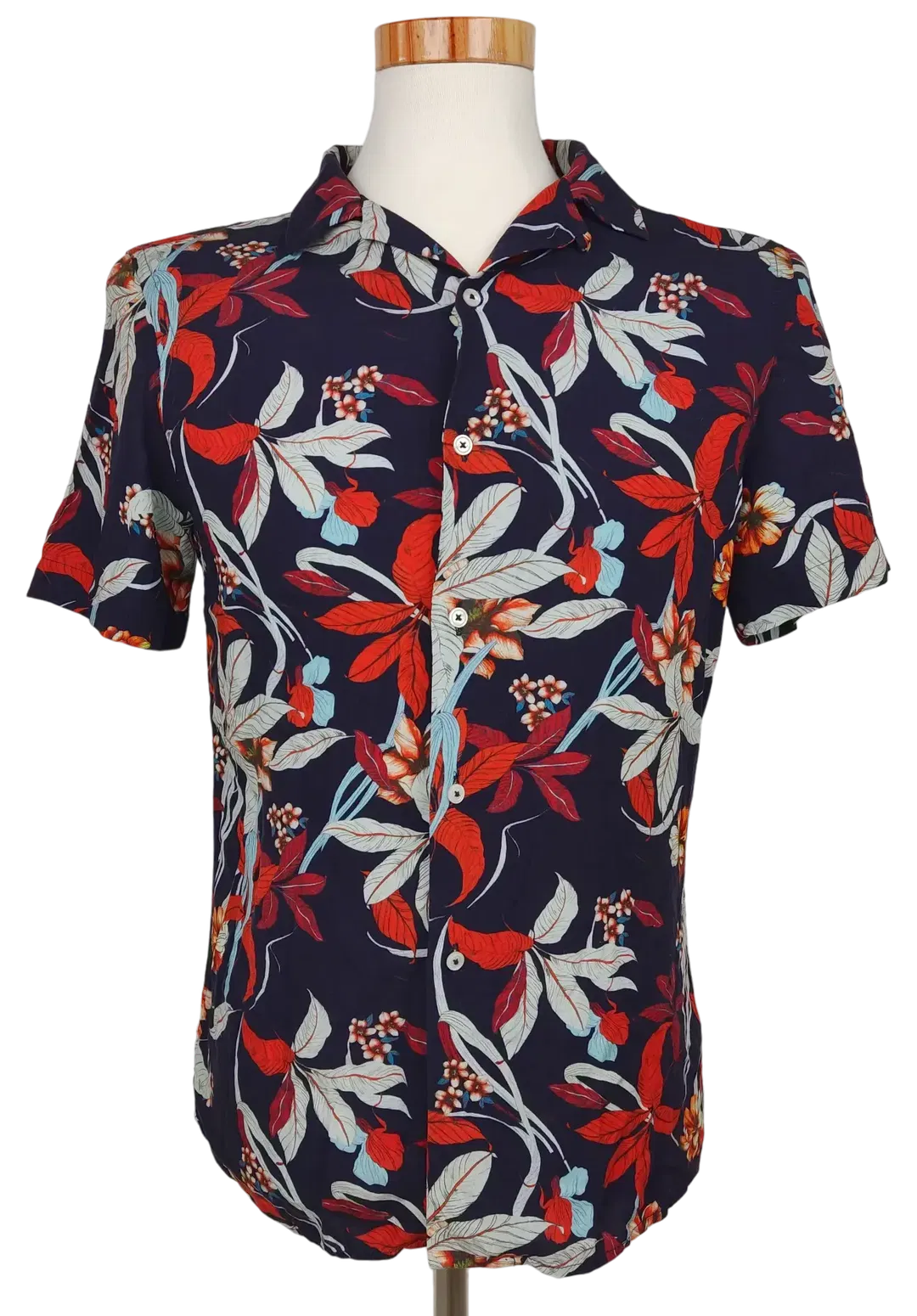 Zara Kurzarmhemd Herren, marine - Gr. S  - Bild 4