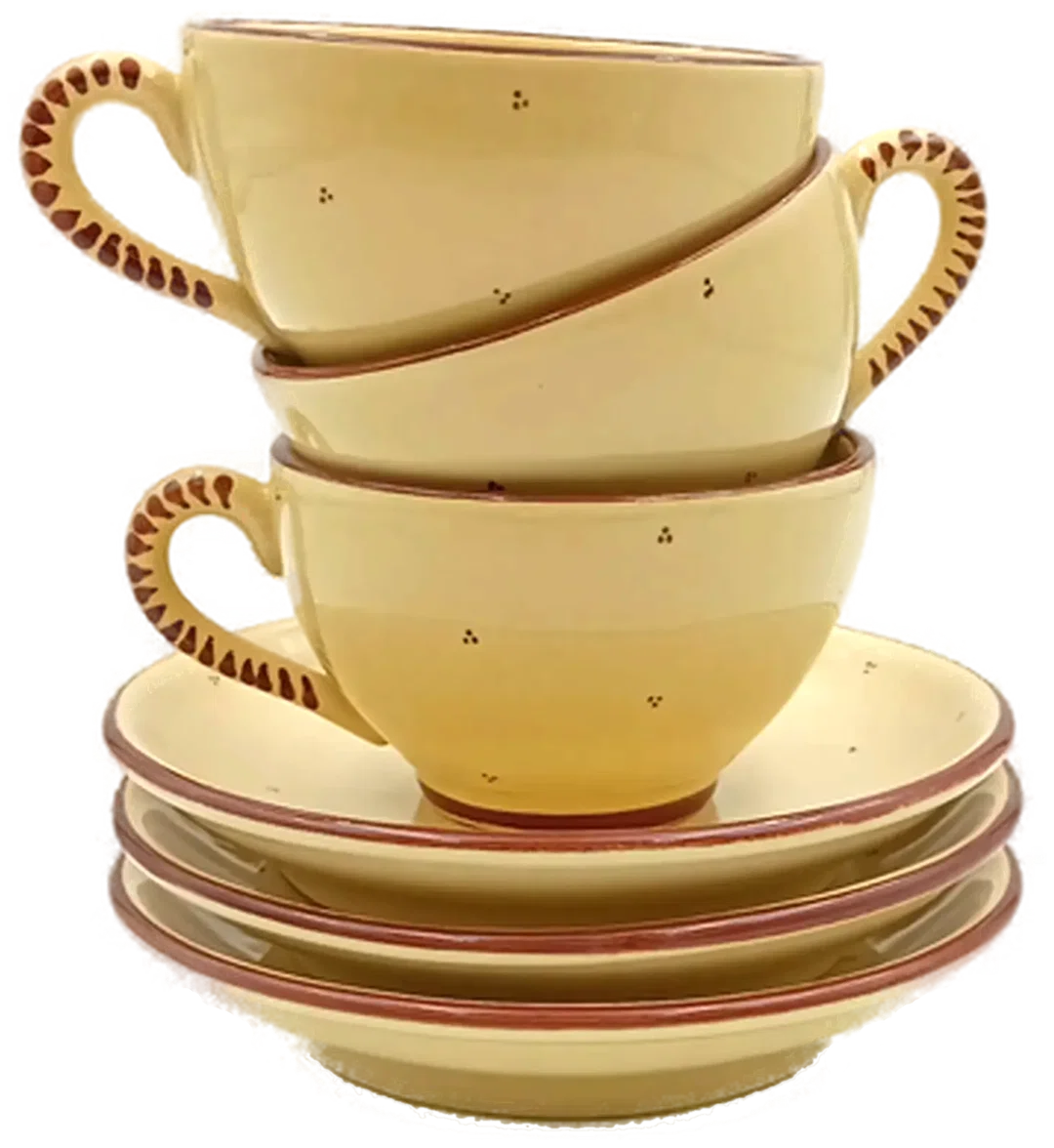 Gollhammer Keramik creme/braun - Kaffeetassen mit Untertassen Set 6-teilig - Bild 1