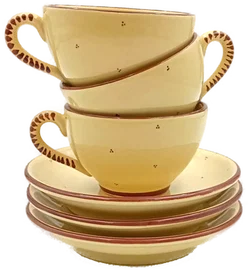 Gollhammer Keramik creme/braun - Kaffeetassen mit Untertassen Set 6-teilig - Bild 1