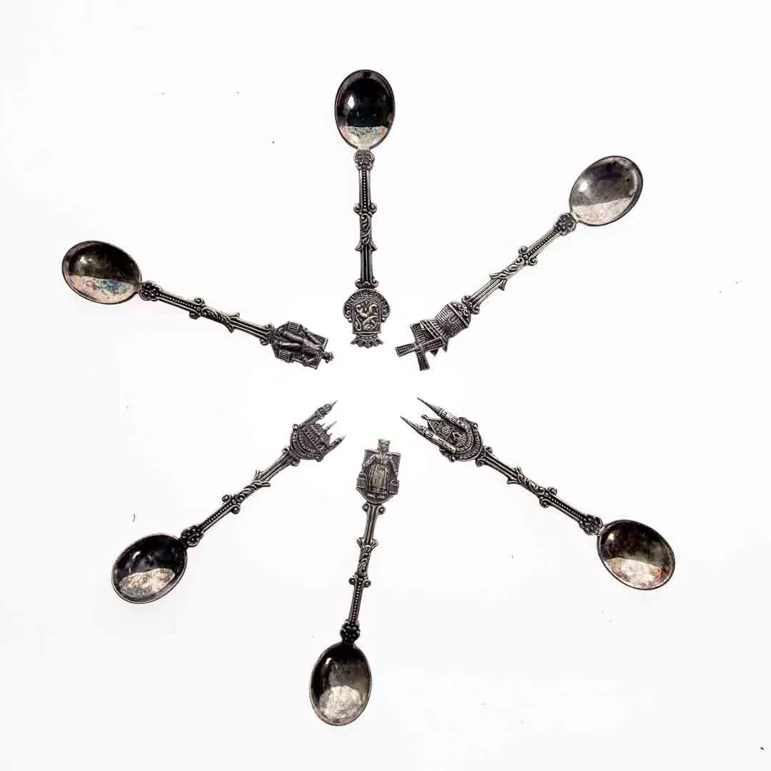 Holländisches Vintage Souvenirlöffel-Set versilbert (6 Stück), ca. 9cm - Bild 4