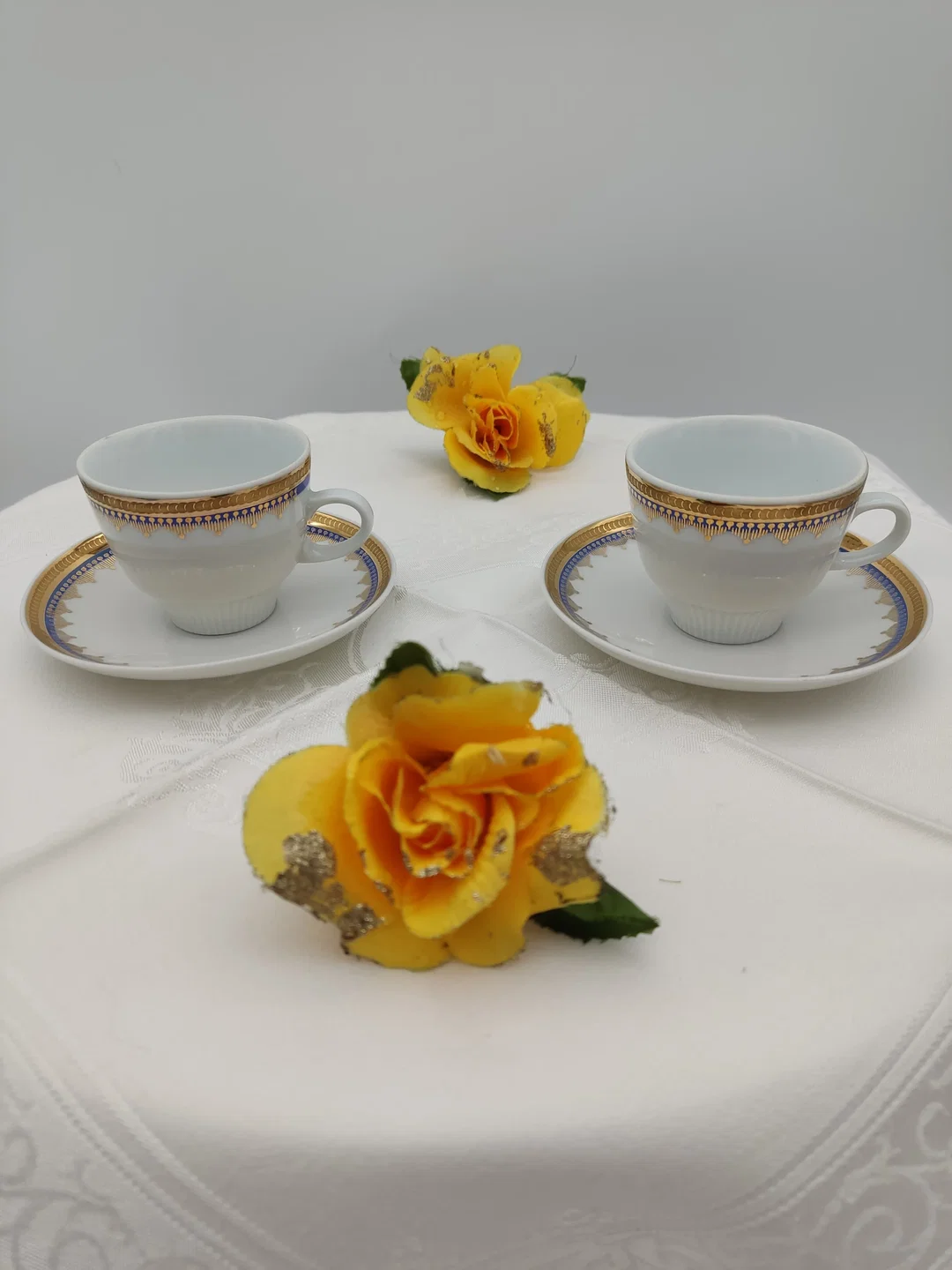 Kaffeegeschirr 2er Colditz Porzellan Kobalt mit Gold | DDR/GDR-Rarität - Bild 1