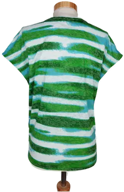 Sa. Hara Damen T-Shirt blau/grün/weiß gestreift - S/36 - Bild 2