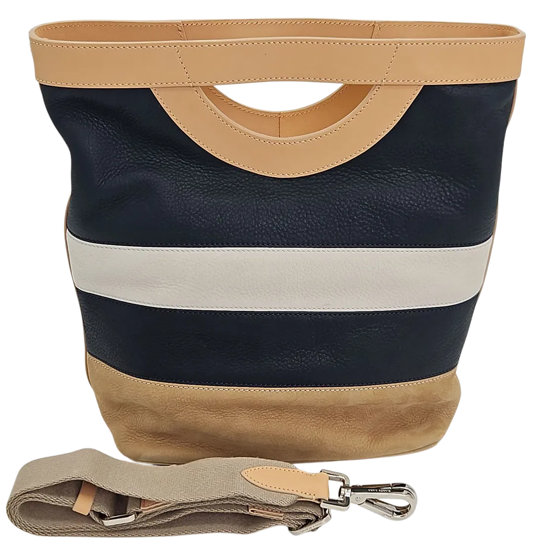 Max V. Koenig Damen Handtasche, beige/marine/weiß - mittel - Bild 1