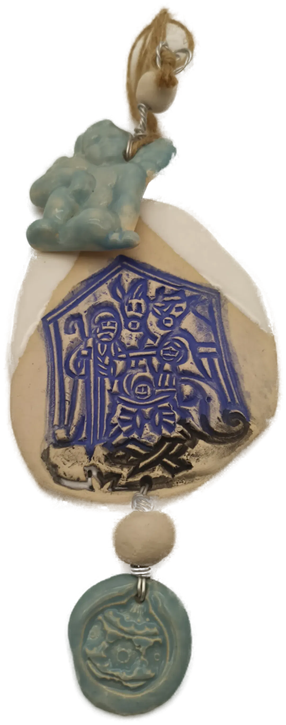 Deko Weihnachten, Keramik blau - Bild 4