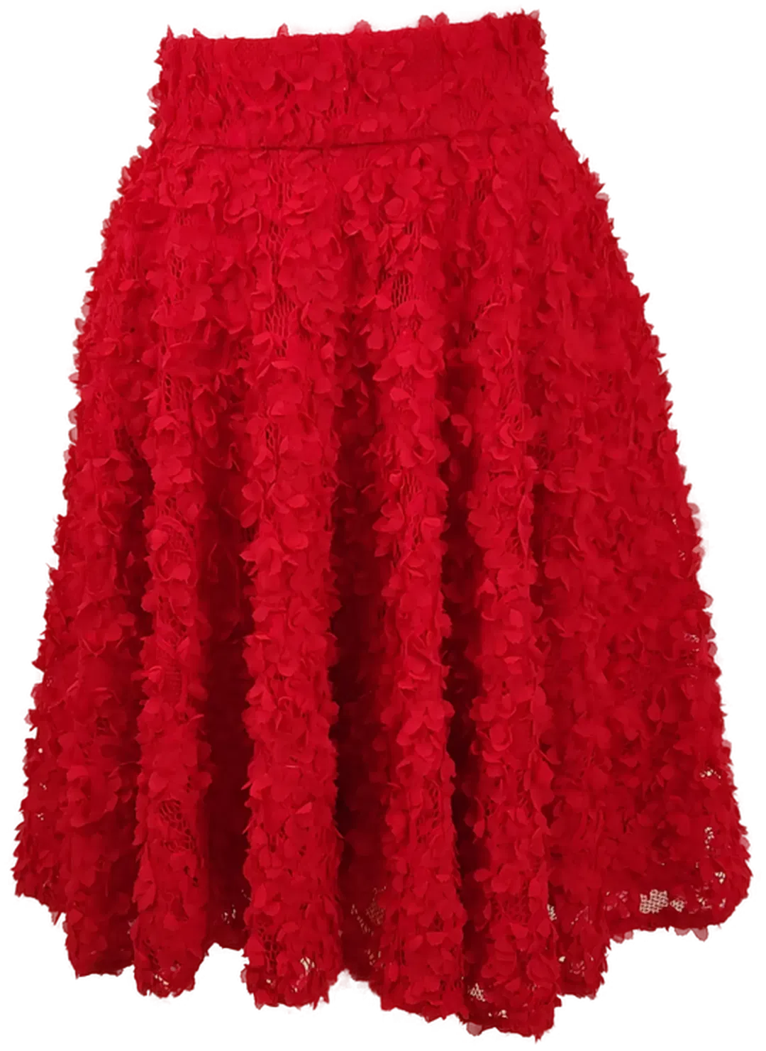 ORSAY Damen Tellerrock mit Blümchenspitze, Reißverschluss und Seitentaschen, Rot, Gr. 40 - Bild 1