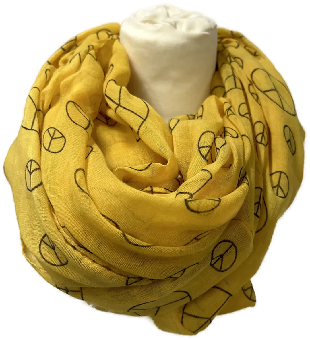 Schal in gelb mit Peaceaufdruck - Bild 1