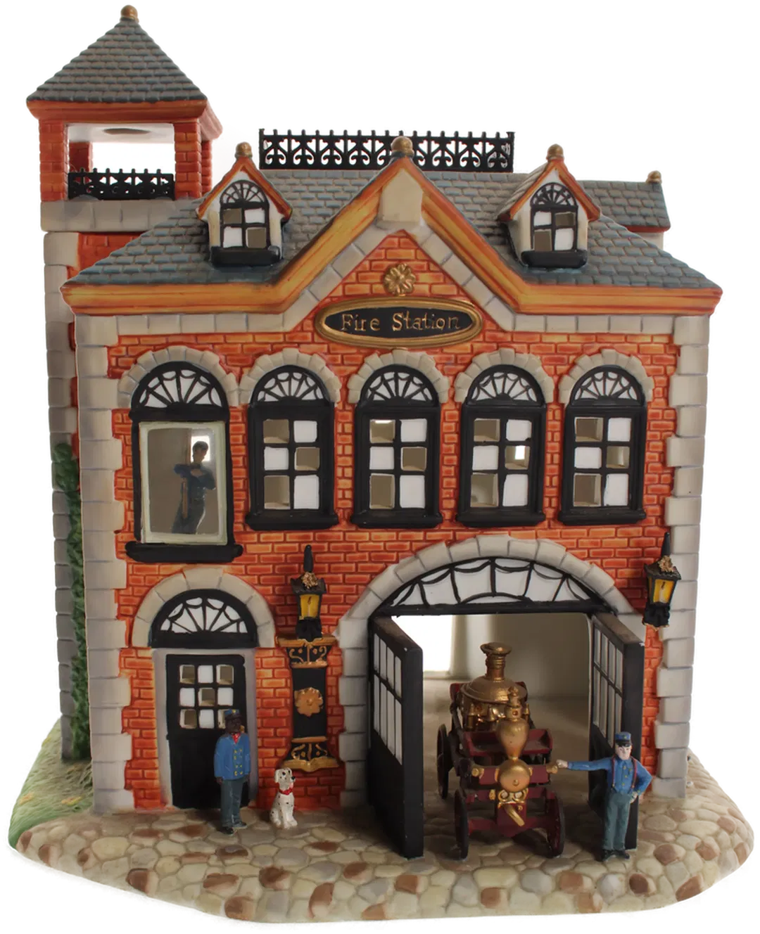Old World Village – Fire Station – beleuchtetes Porzellanhaus – Made in China - Bild 4
