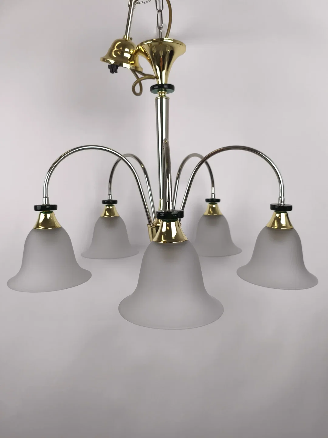 Deckenlampe, Luster 5-flammig, Messing/Glas - Bild 4