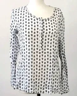 Esprit Damen Oberteil Langarm schwarz-weiß gemustert - Gr. 36 - Bild 1