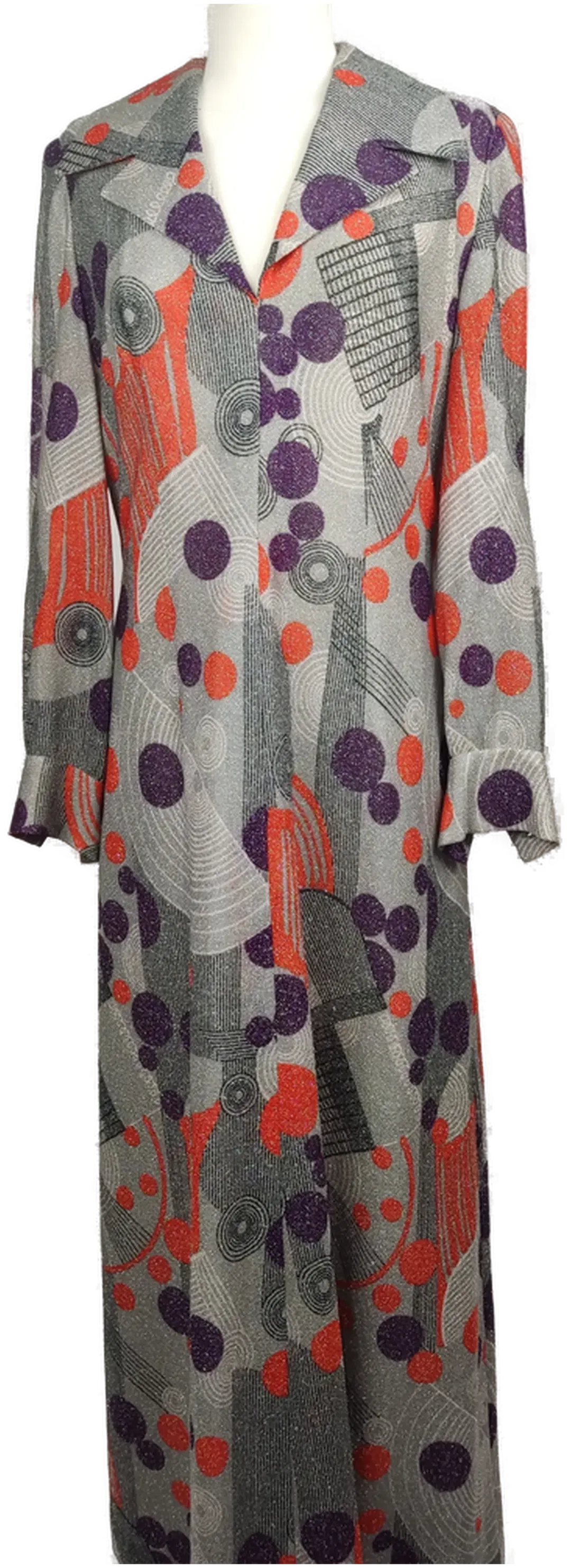 Vintage-Abendkleid silber gemustert - L/40 - Bild 4