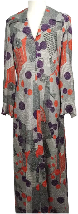 Vintage-Abendkleid silber gemustert - L/40 - Bild 1