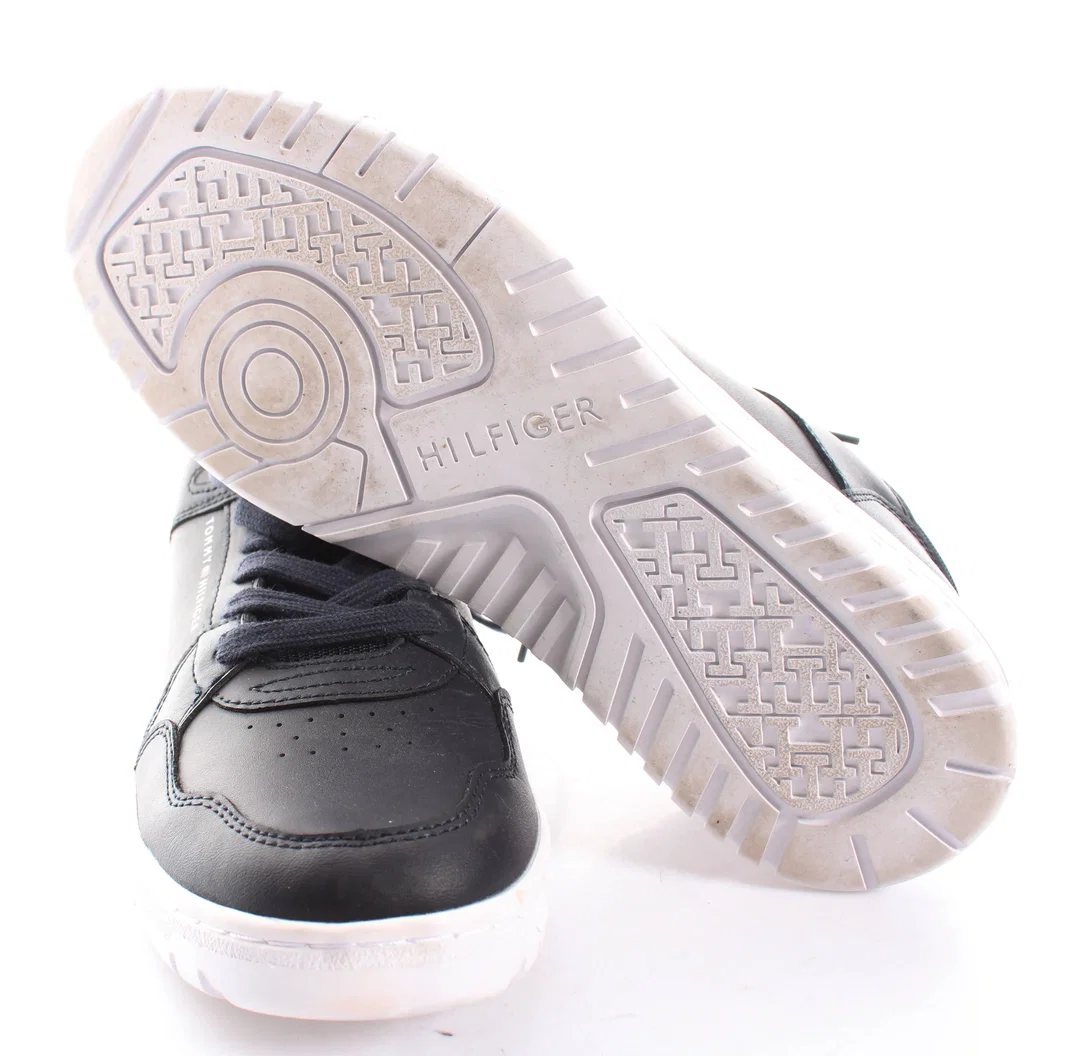 Tommy Hilfiger Sneaker Herren Gr. 41 – Schwarz – Leder – Weißer Absatz – Freizeit – Bild 4