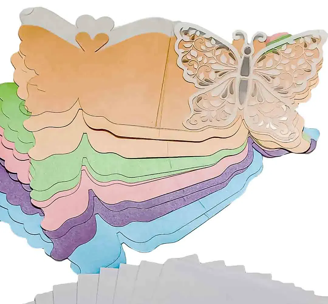 Papierwaren 10 Grußkarten in Schmetterlingsform mit 9 Kuverts - Bild 3