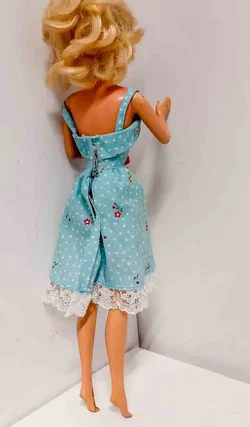 Vintage Barbie-Puppe blond mit blauem Kleid ca 29,5 cm – Vorschau 3