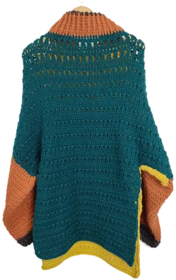 Damen Poncho mit Ärmel bunt ( 50% Alpaka, 50% Merino) - Bild 2