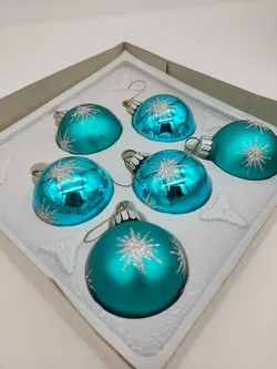 6 Stk. türkise Weihnachtskugeln aus Glas - Bild 2