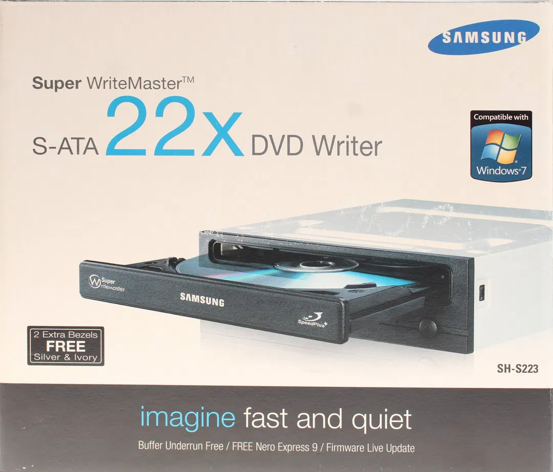 Samsung Super WriteMaster SH-S223C DVD Writer – 22x S-ATA Brenner, intern, Schwarz - Bild 4