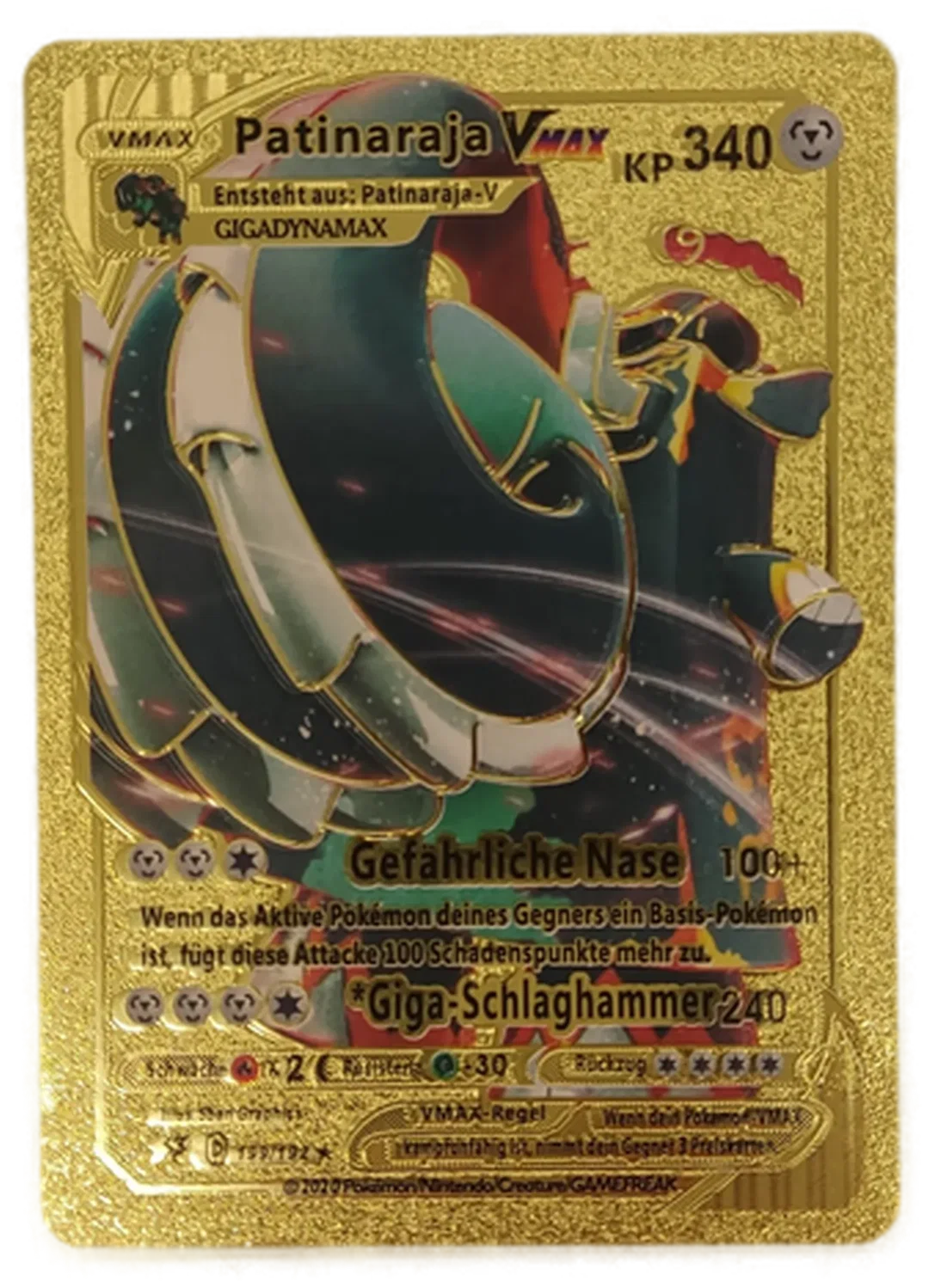 Pokémon Sammelkarte Goldfolie Vmax Patinaraja V - Bild 1
