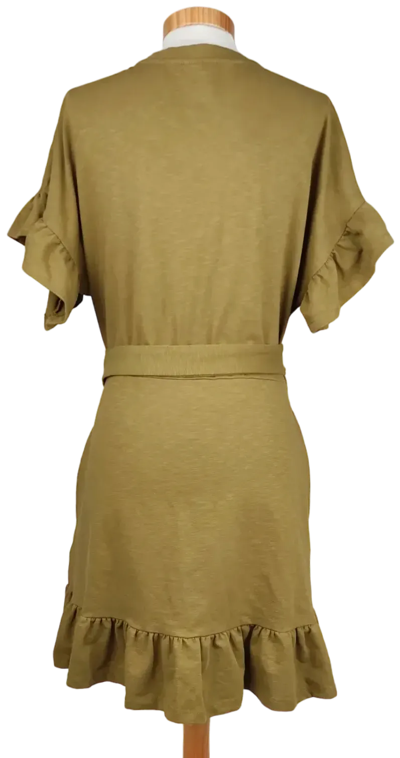 H&M Damen Midikleid, oliv - Gr. L – Bild 2
