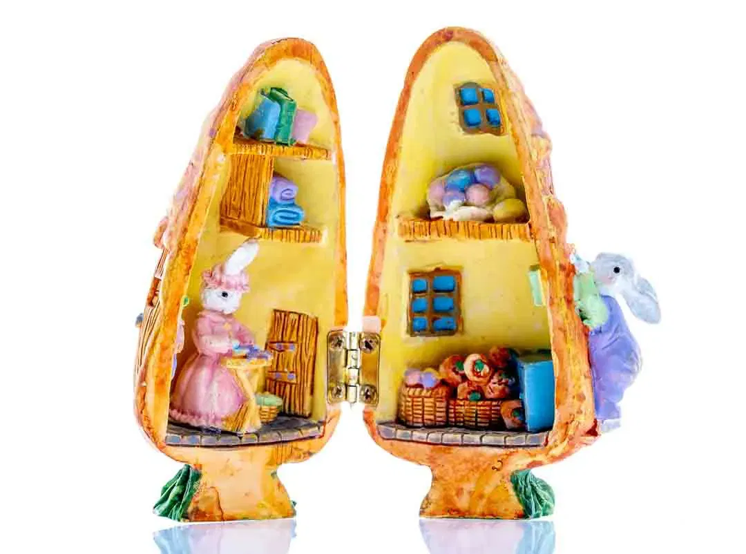 Oster-Deko Karottenhasenhaus Diorama Ton/Keramik Höhe ca 10,3cm - Bild 4