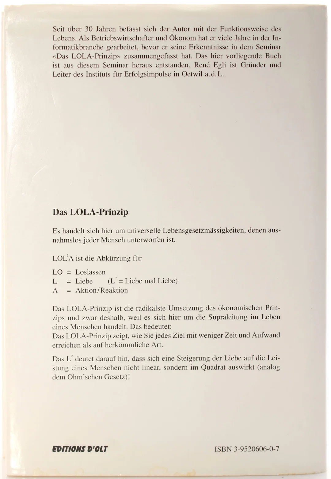 Buch Das LOLA-Prinzip oder die Vollkommenheit der Welt - René Egli – Bild 2