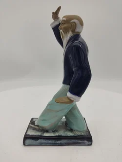  Chinesische Handgefertigte Kampfkunst Wanjiang Kunst Mudman Glasur Keramikfigur Tai Chi Meister ca. 1950-1960  - Bild 2