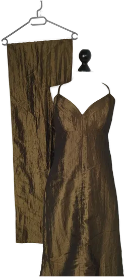 Abendkleid mit Stola -changierend braun/olive - Bild 2