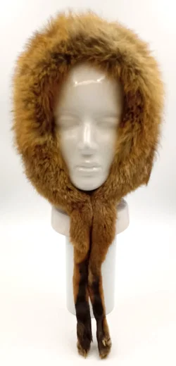 Vintage Echtfell Rotfuchs Pelzmütze - mit echten Fuchspfoten – Vorschau 2
