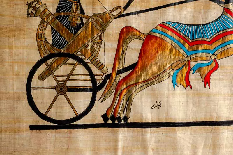 Papyrus Bild Ägypten Ramses II im Streitwagen – Bild 2