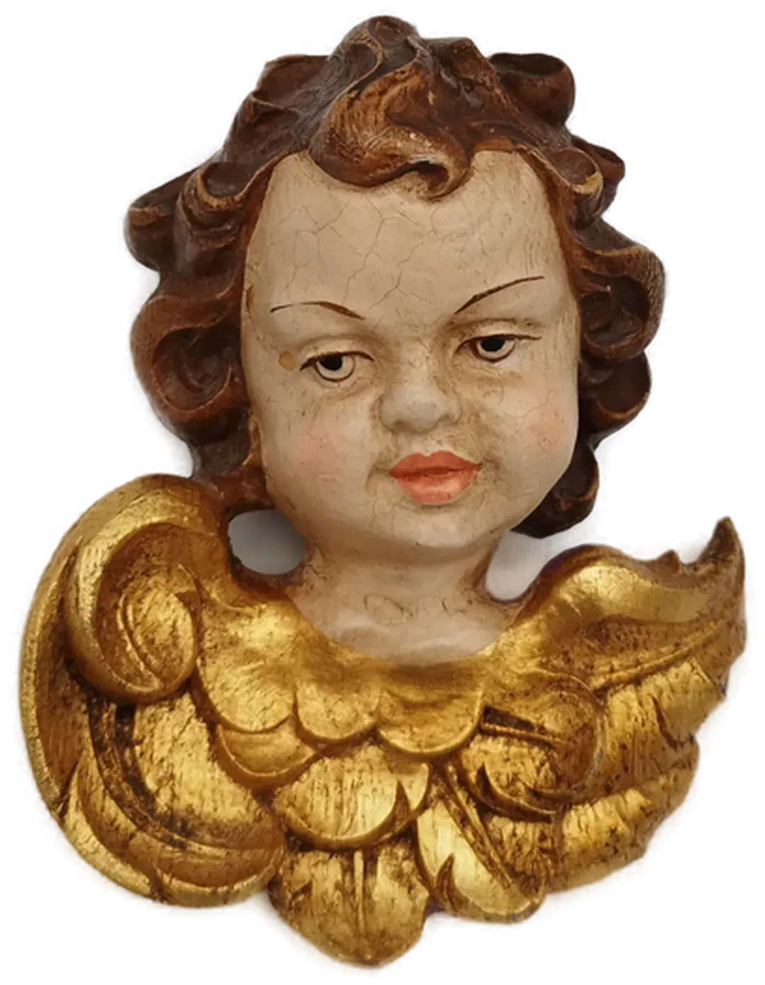 Antiker, bemalter Engelkopf - ca. 15x13cm - Bild 1