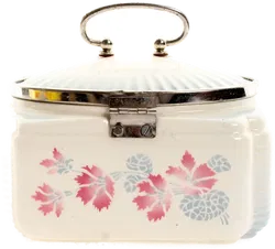 Vintage Porzellandose mit Metallverschluss & Henkel – Blumenmotiv – 39 × 12 × 12 cm - Bild 2