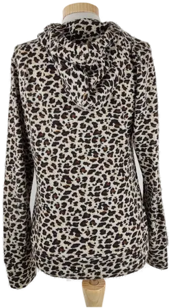 Weste 'blind date - Casual Wild', langarm mit Zipp und Kapuze, braun/beiger Animalprint, Größe M - Bild 3