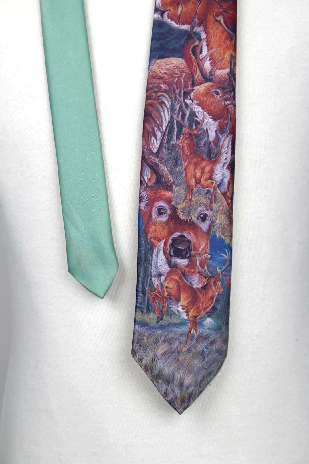 Vintage Ralph Marlin Krawatte "Deer" 1988, Hirsch-Motive – Bild 2