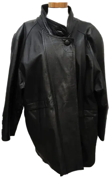 Damenmantel aus Echtleder in schwarz, Größe 39 - Bild 1