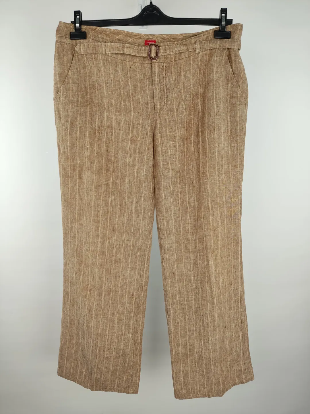 Esprit Damen Leinenhose braun gestreift - 42 / XL - Bild 1